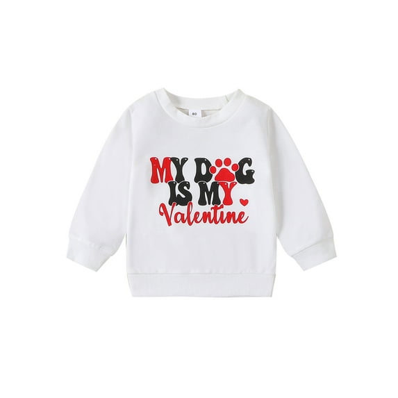 Wassery Kids Girls Boys Valentine's Day Sweatshirts Letter Embroidery Crew Neck Long Sleeve Toddler Pullovers Tops 12M 18M 24M 3T 4T 5T Child Boys Girls Fall Winter Casual Clothes