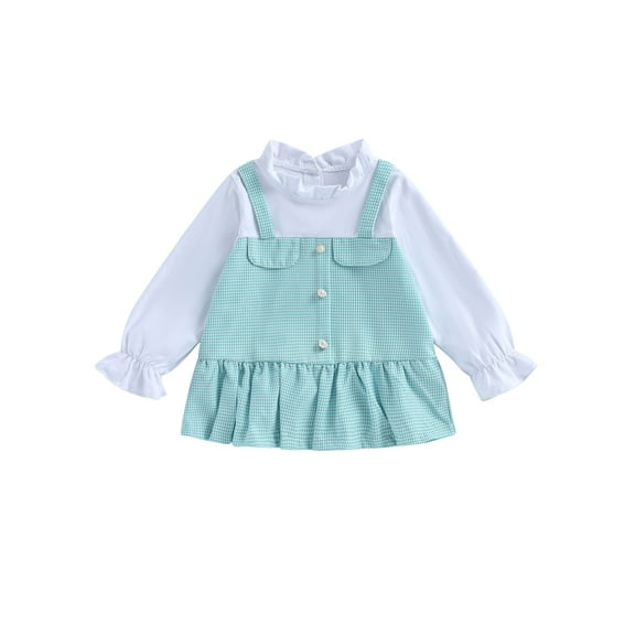 Wassery Kids Girls Casual Dress Long Sleeve Plaid Patchwork A-line Dress 2T 3T 4T 5T 6T Toddler Winter Fall Clothes