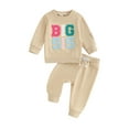 thumbnail image 1 of Wassery Kids Girls Fall Outfits Clothes 18M 24M 3T 4T 5T 6T Little Girls Long Sleeve Letter Print Sweatshirt and Long Pants 2PCS Casual Autumn Clothing for Toddler Baby Girls, 1 of 9