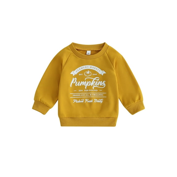 Wassery Kids Halloween Sweatshirt Long Sleeve Crew Neck Letters Pumpkin Print Pullover Toddler Fall Casual Clothes for Boys Girls 6M-5T