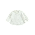 thumbnail image 1 of Wassery Kids Shirt Boys Girls Long Sleeve Lapel Collar Solid Color Split Hem Button Down Tops Spring Summer Blouse Streetwear, 1 of 8