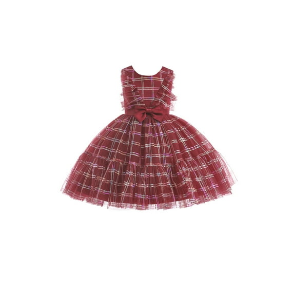 Wassery Kids Toddler Girls Halloween Costume 4T 5T 6T 7T Little Girls Princess Dresses Sleeveless Plaid Tulle A-line Dress Birthday Party Stage Show Outfits