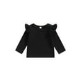 thumbnail image 1 of Wassery Kids Toddler Girls Spring Autumn Tops Little Girls Solid Color Long Sleeve Crewneck Ruffle T-shirt 6M-6T, 1 of 8