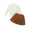 thumbnail image 1 of Wassery Little Girls 2Pcs Skirt Outfits 12M 24M 2T 3T 4T 5T Kids Girls Long Sleeve Ribbed Tops + Plaid A-line Skirt Set Child Girls Autumn Clothes, 1 of 9