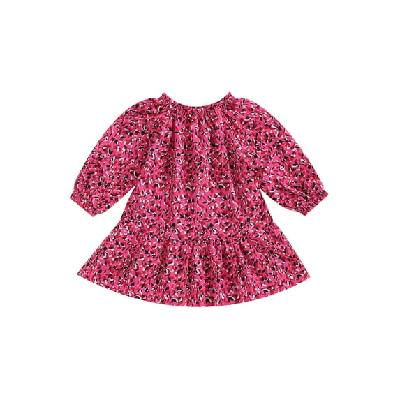 Wassery Little Girls Fall Princess Dress Clothes 9M 1T 2T 3T 4T 5T Kids Girls Long Sleeve Floral Print A-line Dress with Belt Spring Autumn Dress Clothing for Children Girls