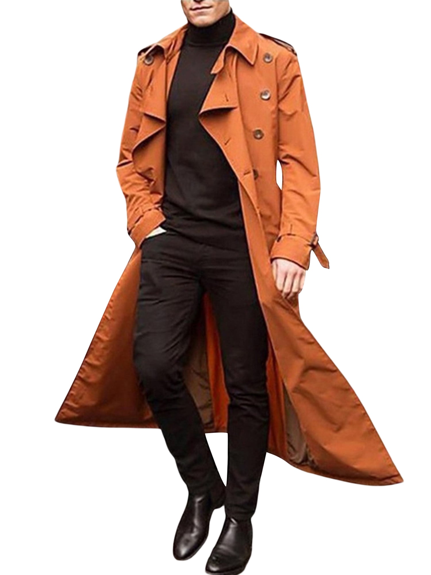 Wassery Man's Double Breasted Trench Coat Oversized Casual Wassery Man's Double Breasted Trench Coat Oversized Casual
