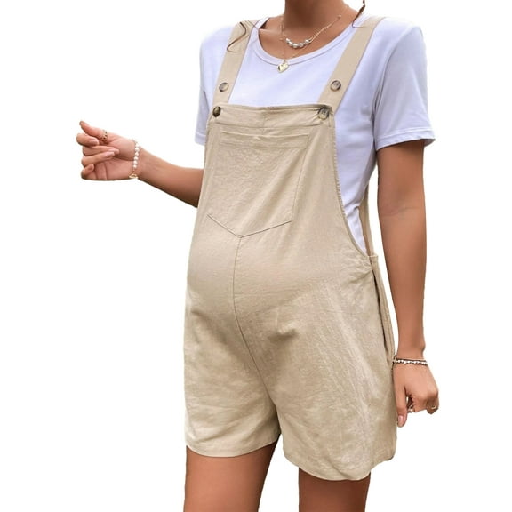 Wassery Maternity Rompers Shorts Pregnancy Bib Jumpsuit Shorts Women Linen Overalls Shorts Summer Sleeveless Playsuit Shorts