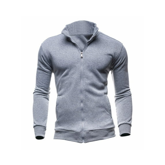 Wassery Men's Stand Collar Sweatshirts Coat Long Sleeve Fall Jacket Winter Casual Warm Outerwear Zip-Up Slim Fit Clothes