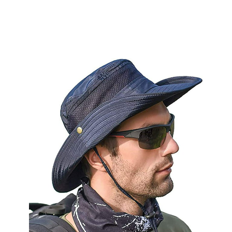 Wassery Mens Summer Sun Hat Bucket Fishing Hiking Cap Wide Brim UV  Protection Hat 