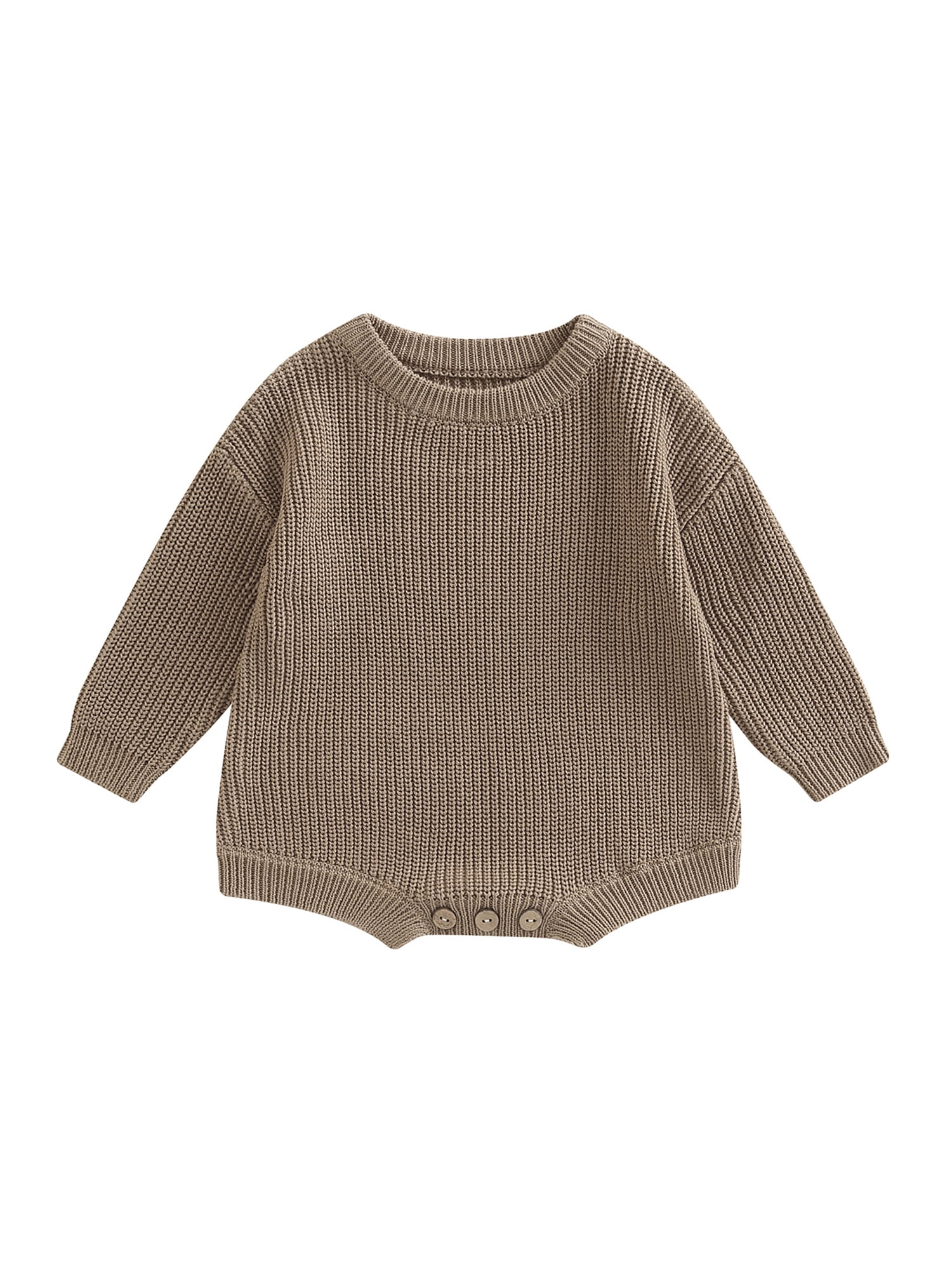 Wassery Newborn Baby Boy Girl Knitted Jumpsuit Ribbed Long Sleeve Romper Overalls 3M 6M 9M 12M Infant Fall Sweater Bodysuit