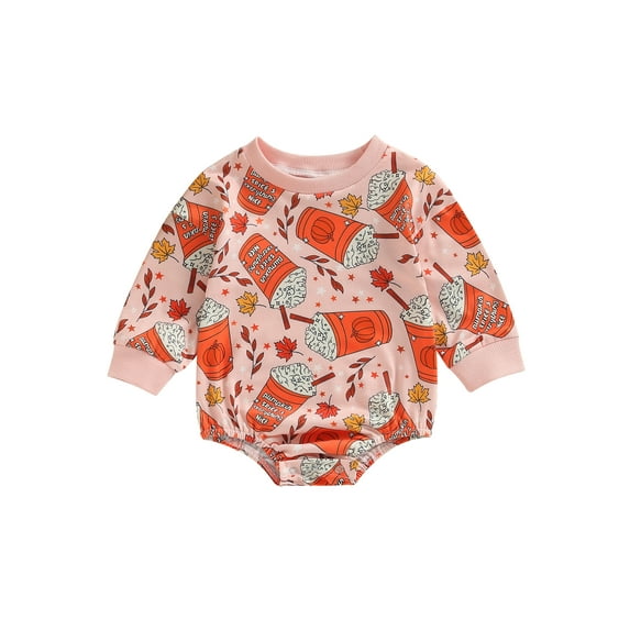 Wassery Newborn Baby Boys Girls Halloween Outfit Long Sleeve Ghost Flower Pumpkin Print Romper Jumpsuits 3 6 12 18 Months Infant My 1st Halloween Clothes Costume 0-18M