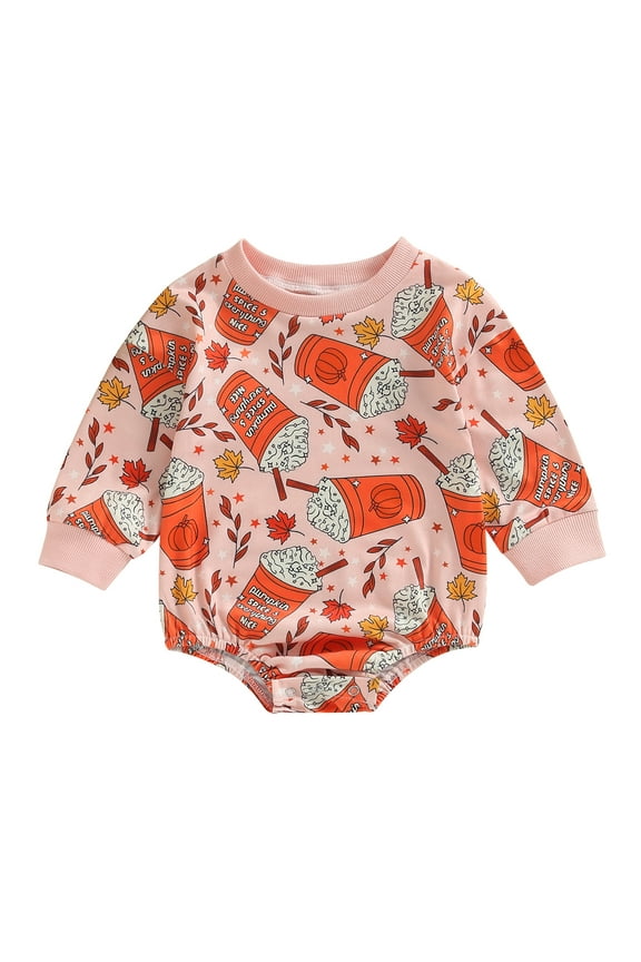 Newborn Baby Boys Girls Halloween Outfit Long Sleeve Ghost Flower Pumpkin Print Romper Jumpsuits 3 6 12 18 Months Infant My 1st Halloween Clothes Costume 0-18M