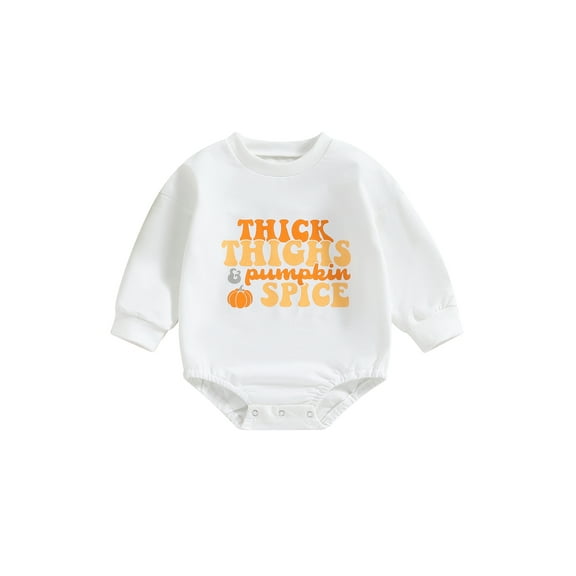 Wassery Newborn Baby Boys Girls Thanksgiving Day Outfit Long Sleeve Pumpkin Pie Print Romper Jumpsuits 3 6 12 18 Months Infant Thanksgiving Clothes Costume 0-18M