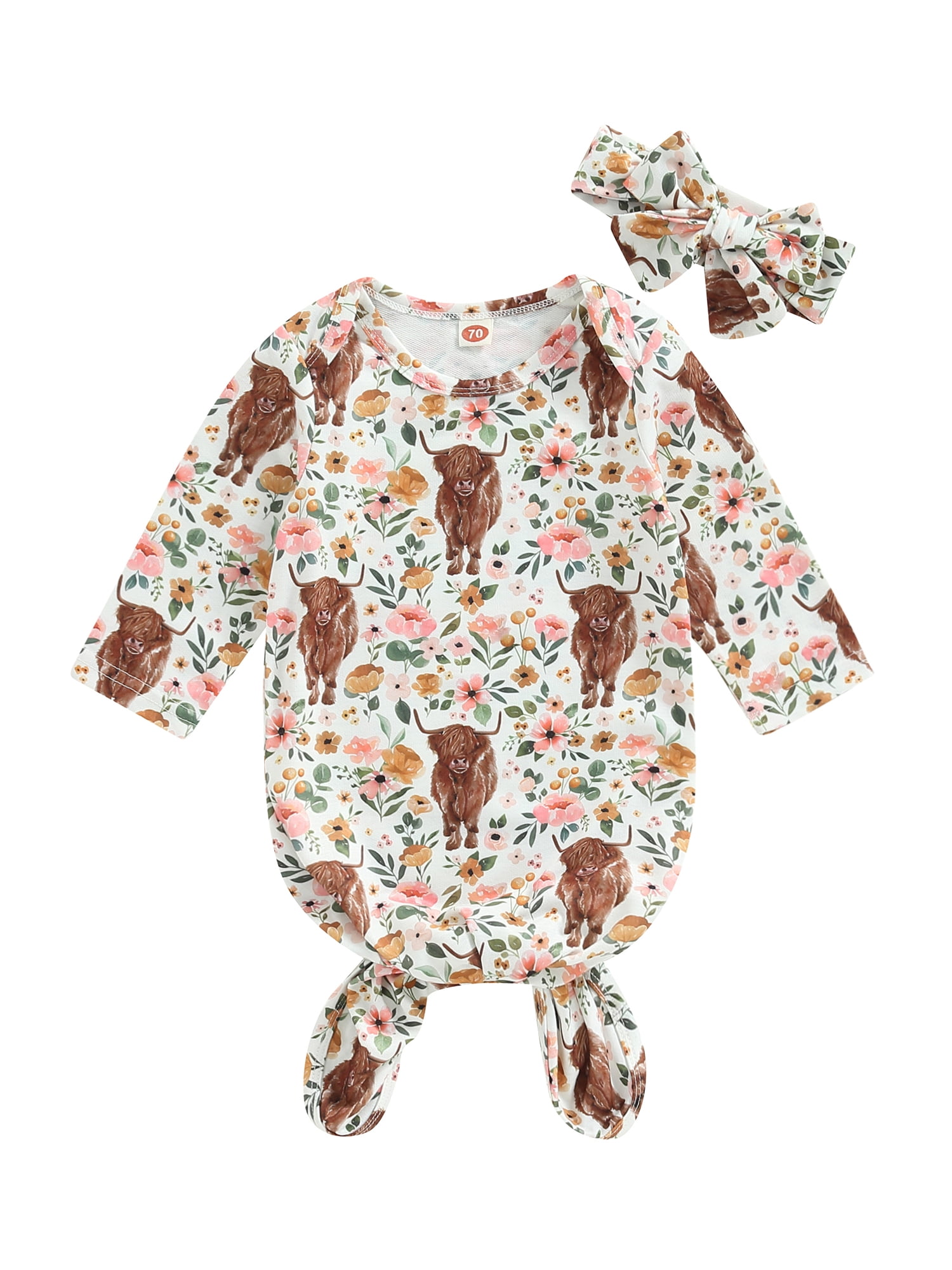 Wassery Newborn Baby Girls Sleeping Bag Floral Cow Head Print Long