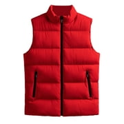 Wassery Plus Size Mens Lightweight Down Puffer Vest Jacket Men Stand Collar Pure Color Waistcoat Vest Jacket Top Coat Fall Winter Casual Outdoor Sleeveless Padded Coat