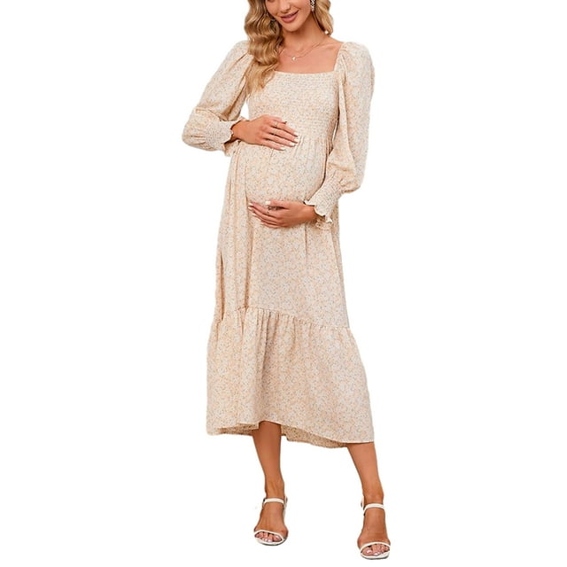 Wassery Spring Fall Casual Maternity Dress Pregnancy Dress Women