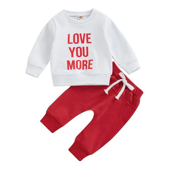 Wassery Toddler Autumn Outfits Long Sleeve Letter Print Hoodies Sweatshirts and Sweatpants Set 6M 12M 18M 24M 3T 4T Infant Baby Girls Boy Workout Going Out