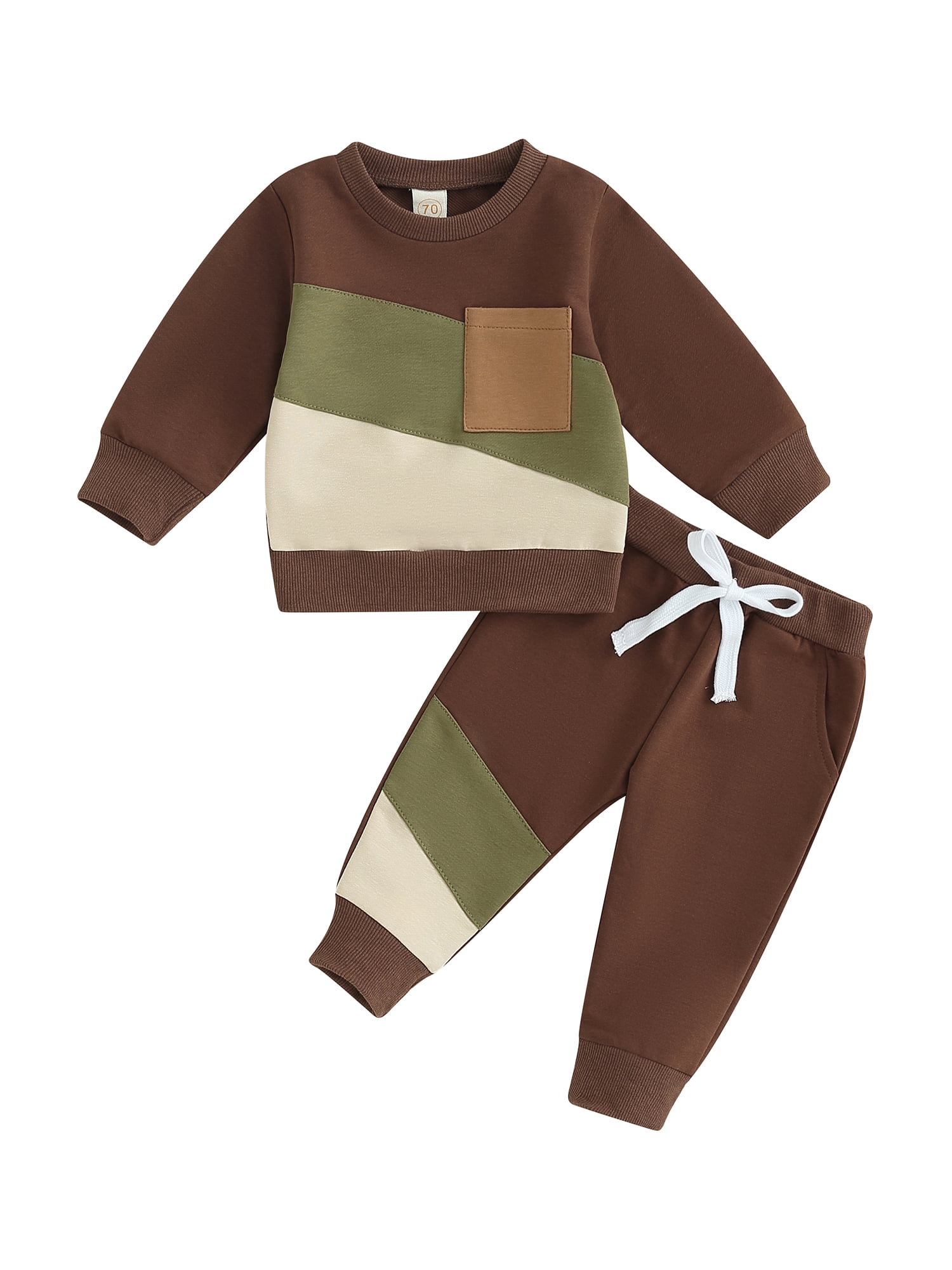 Wassery Toddler Baby Boy Autumn Winter Clothes Color Block Long Sleeve Sweatshirt Pullover Tops