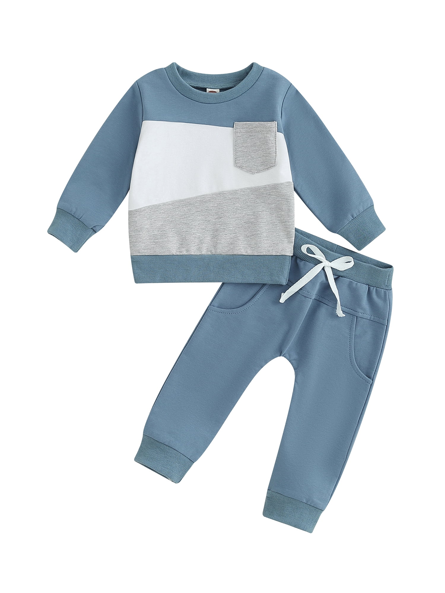 Wassery Toddler Baby Boy Autumn Winter Clothes Long Sleeve Contrast Color Patchwork Sweatshirt