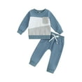 thumbnail image 1 of Wassery Toddler Baby Boy Autumn Winter Clothes Long Sleeve Contrast Color Patchwork Sweatshirt Pullover Tops + Joggers Pants Set Infant Boys 2Pcs Tracksuit Outfits 0-3 Years, 1 of 8