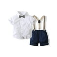 thumbnail image 1 of Wassery Toddler Baby Boys 2Pcs Gentleman Outfits Short Sleeve Button Down Shirt + Braces Shorts Suit Birthday Clothes（Without bow tie）, 1 of 9