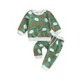 thumbnail image 1 of Wassery Toddler Baby Boys Girls Christmas Outfits Clothes Kids Long Sleeve Christmas Tree/Snowman/Gingerbread Man Print Sweatshirt Pants 3M 6M 12M 18M 24M 2T 3T Newborn 2Pcs Christmas Pants Set, 1 of 9