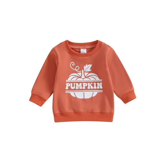 Wassery Toddler Baby Boys Girls Halloween Sweatshirts Long Sleeve Crewneck Letters Pumpkin Print Pullover Tops 6M 9M 12M 18M 24M 3T Infant Casual Fall Clothes