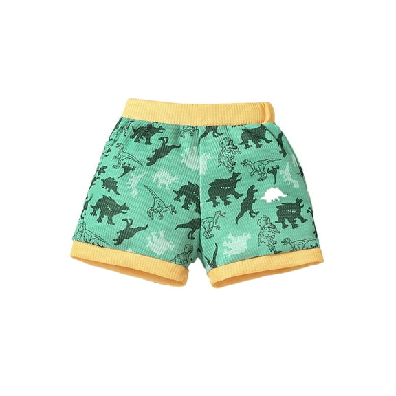 Wassery Toddler Baby Boys Sports Shorts Casual Dinosaur Print Elastic Shorts for Infant Boys Summer Beach Outfits Clothes 0-3T