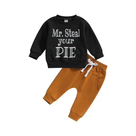 Wassery Toddler Baby Boys Warm Autumn Winter Outfits Long Sleeve Letter Print Sweatshirt Pullover Tops + Long Pants Set Infant Boys 2Pcs Tracksuit Clothes 0-3 Years