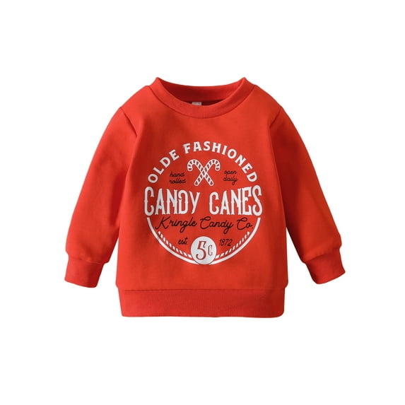 Wassery Toddler Baby Girls Boys Christmas Sweatshirt Long Sleeve Letters Print Pullovers 6M 12M 18M 24M 3T 4T Infant Fall Winter Loose Fit Tops Christmas Party Costume