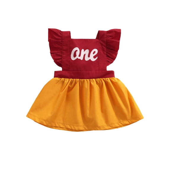 Wassery Toddler Baby Girls Easter Dress Contrast Color Ruffle Sleeve Square Neck Bowknot Tulle Sweet Birthday Party Princess Dresses 12M-3T