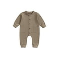 thumbnail image 1 of Wassery Toddler Baby Rompers Long Sleeve Front Button Jumpsuit Pants with Pockets 0-24 Months Newborn Infant Cute Clothes for Boys Girls, 1 of 8