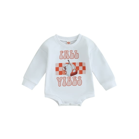 Wassery Toddler Baby Sweatshirt Rompers Infant Thanksgiving Clothes Letter Print Long Sleeve Jumpsuit 0-18 Months Newborn Cute Fall Clothes