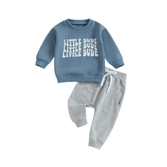 Wassery Toddler Boy Fall Clothes Outfits 6M 12M 18M 24M 3T Infant Boys Long Sleeve Letter Print Pullover + Pocket Pants Set 2Pcs Baby Boys Autumn Clothing