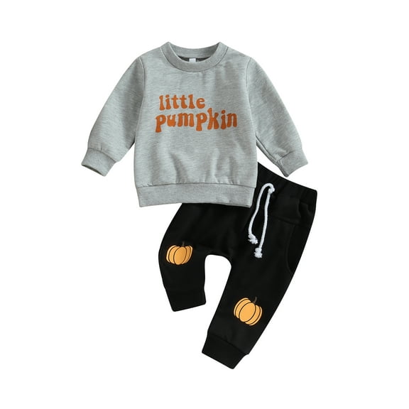 Wassery Toddler Boys 2 Piece Halloween Outfits Set Letter Print Sweatshirt Long Sleeve Pullover Top Sweatpants 6M 12M 18M 2T 3T Infant Baby Boys Fall Spring Clothes