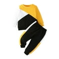 thumbnail image 1 of Wassery Toddler Boys 2PCS Fall Outfits Long Sleeve Crew Neck Contrast Color Sweatshirt Top Elastic Waist Sweatpants 6M 9M 12M 2T 3T 4T Infant Baby Boys Clothes, 1 of 9