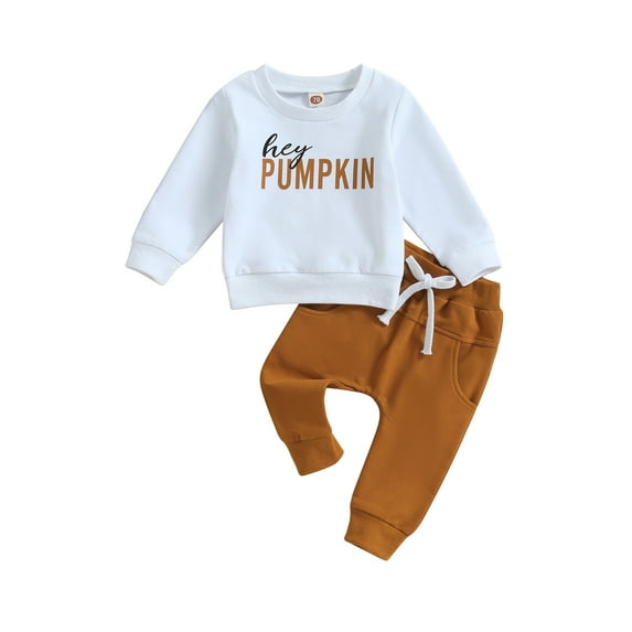 Wassery Toddler Boys 2PCS Halloween Outfits Long Sleeve Crew Neck Letter Print Sweatshirt Top Sweatpants 6M 12M 18M 2T 3T Infant Baby Boys Fall Track Clotheses Set