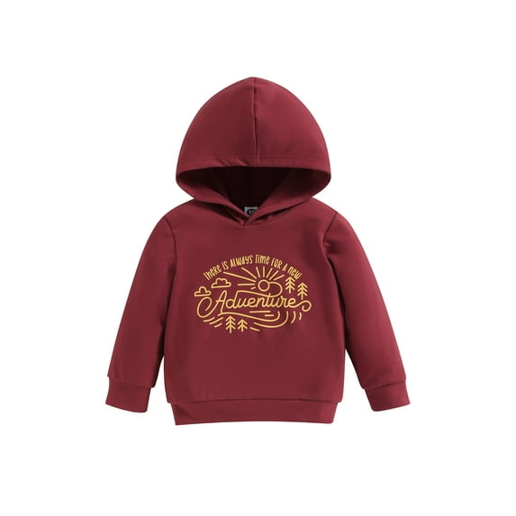 Wassery Toddler Boys Christmas Clothes Kids Long Sleeve Letter Sun Print Hooded Sweatshirts Pullover 6M 12M 18M 24M 3T 4T Infant Boys Winter Tops