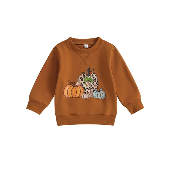 Wassery Toddler Boys Fall Winter Clothes Kids Boys Halloween Sweatshirts Long Sleeve Round Neck Pumpkin Print Pullovers 0-6T