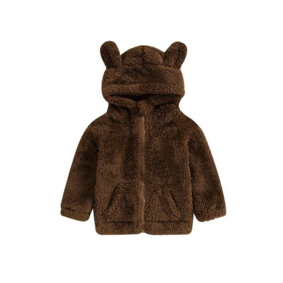 Wassery Toddler Boys Fleece Jacket Kids Winter Warm Outerwear Baby Boys Long Sleeve Zipper Closure Cartoon Hooded Coat 6M-4T
