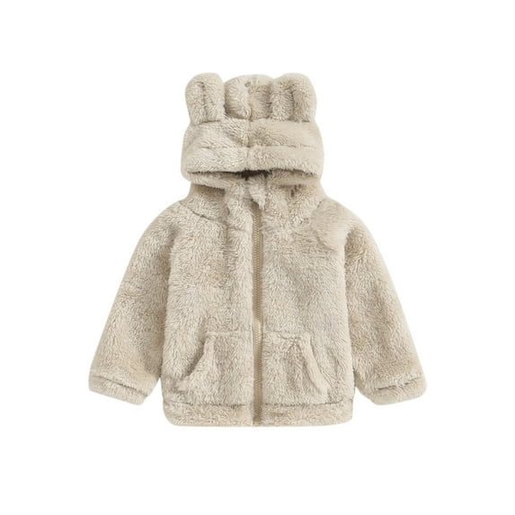 Wassery Toddler Boys Fleece Jacket Kids Winter Warm Outerwear Baby Boys Long Sleeve Zipper Closure Cartoon Hooded Coat 6M-4T