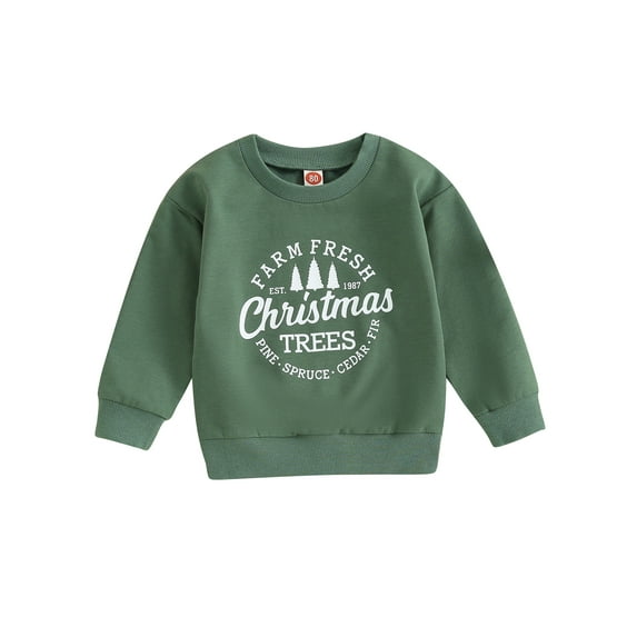 Wassery Toddler Boys Girls Christmas Sweatshirts Baby Long Sleeve Crewneck Letter Print Pullover Tops 6M 12M 18M 24M 3T 4T Kids Girls Boys Casual Fall Winter Clothes