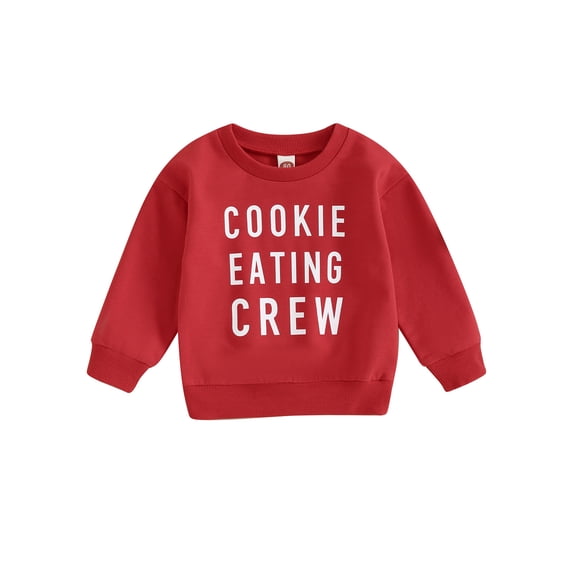 Wassery Toddler Boys Girls Christmas Sweatshirts Baby Long Sleeve Crewneck Letter Print Pullover Tops 6M 12M 18M 24M 3T 4T Kids Girls Boys Casual Fall Winter Clothes