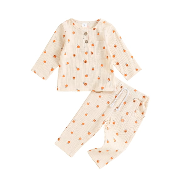 Wassery Toddler Boys Girls Halloween Outfits Long Sleeve Button Front Tops   Pants Set 6M 12M 18M 24M 3T Infant Baby Loungewear Sets