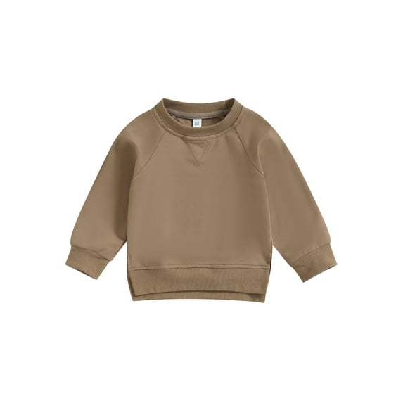 Wassery Toddler Boys Girls Sweatshirts Baby Fall Clothes Long Sleeve Round Neck Solid Color Pullover Tops 6M-4T