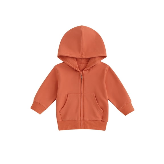 Wassery Toddler Boys Girls Zip Up Jacket Long Sleeve Solid Color Hooded Coat 12M 18M 2T 3T 4T 5T Kids Fall Winter Warm Outerwear
