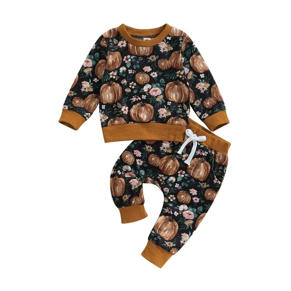 Wassery Toddler Boys Halloween Pants Sets Long Sleeve Cake/Pumpkin Print Sweatshirt Tops and Drawstring Pants Sets 6M 12M 18M 24M 3T Infant Baby 2 Piece Fall Outfits