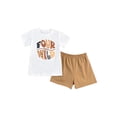 thumbnail image 1 of Wassery Toddler Boys Summer Outfits Letter Print Short Sleeve T-shirt and Elastic Shorts 2Pcs 12M 18M 24M 3T 4T 5T Casual Clothes Set, 1 of 9
