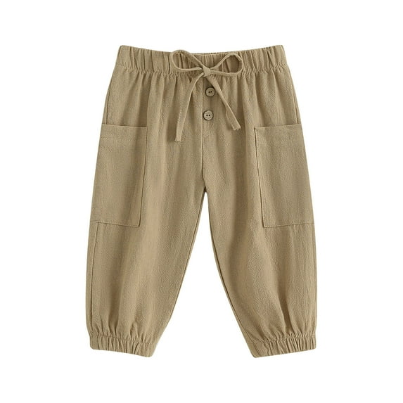 Wassery Toddler Boys Sweartpants Solid Color Drawstring Button Sports Pants 6M 12M 18M 24M 3T 4T Infant Baby Boys Casual Cargo Pants with Pockets