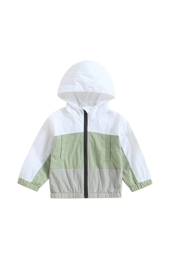 Toddler Boys Zip Up Hoodies Jacket Little Boys Long Sleeve Contrast Color Hooded Coat 12M 18M 24M 3T 4T 5T Kids Fall Winter Kids Clothes Outerwear